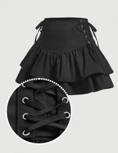 Saia Com Amarração Lateral E Bainha Com Babado