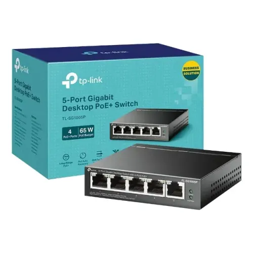 Switch de Mesa Gigabit de 5 Portas com 4 Portas PoE+ tp-link TL-SG1005P