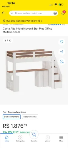 Cama beliche com escrivaninha 