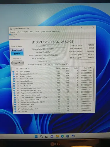 Vendo SSD 256GB sata 600/sata 600 testado saudável