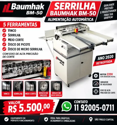 Serrilhadeira baumhak bd-500 ano 2020 