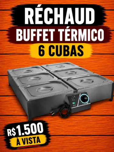 Réchaud buffet térmico 6 cubas 