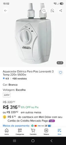 Aquecedor/Torneira Elétrica Novo