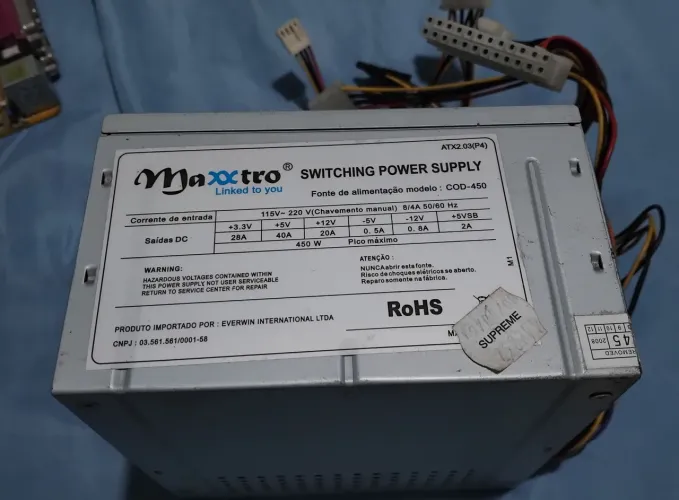 FONTE PC MAXXTRO 460W NORMAL FUNCIONANDO PERFEITAMENTE 
