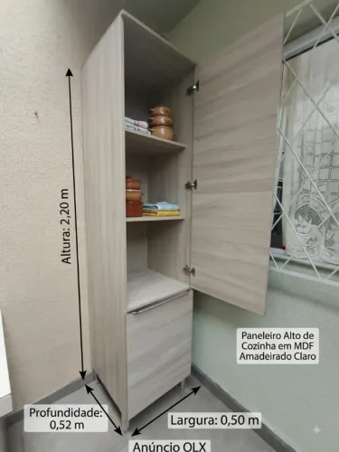 Armário Alto de Cozinha - MDF Amadeirado