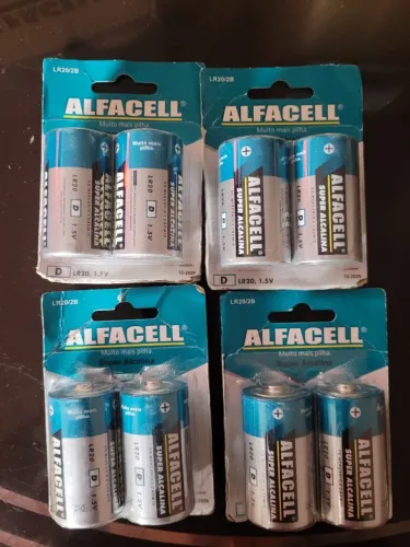4 Blisters - Pilha Alcalina D - Alfacell