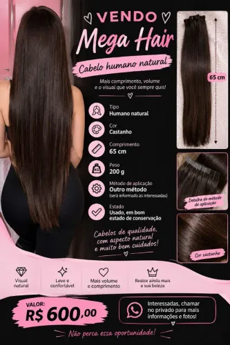 Cabelo vietnamita 65cm