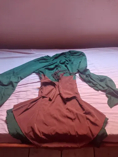 Conjunto de Vestido Espartilho Medieval Feminino Fantasia Elfo da Floresta Fantasia P