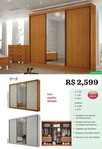 Guarda Roupa Casal San Marino 100% MDF