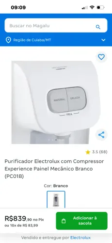 Purificador Electrolux novo na caixa