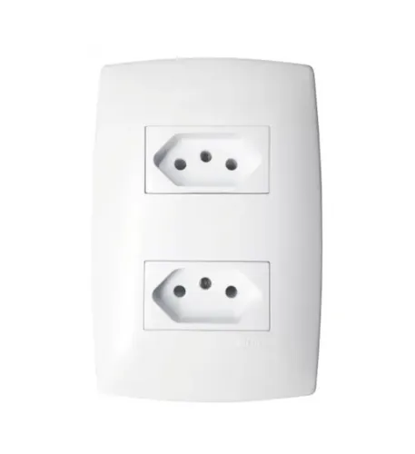 Conjunto de Tomada Dupla 10A 250V com Placa/Espelho Blux Home Branco