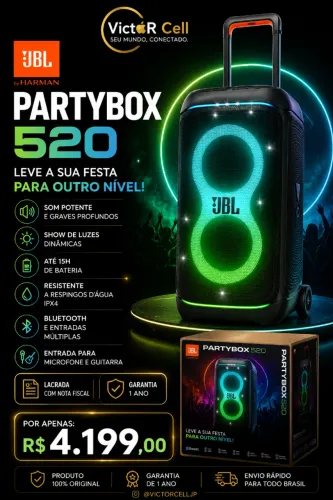 JBL Partybox 520 | Lacrada | Pronta Entrega
