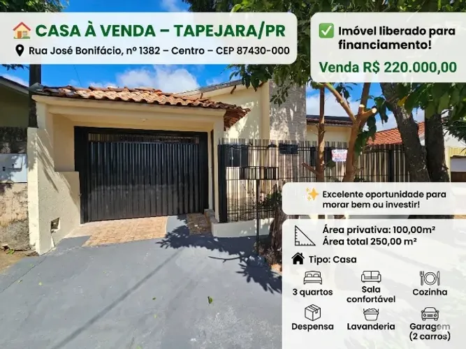 Casa Com 3 Quartos À Venda No Centro Por R$ 220 Mil - Financie