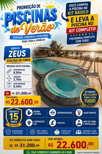 Piscina de Fibra 8 metros com spar