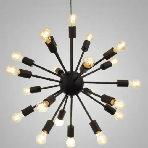 Lustre Pendente Sputnik Industrial Itamonte Preto 21 Lâmpadas