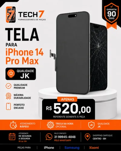 Tela iPhone 14 Pro Max JK com Garantia de 90 Dias