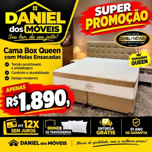 Cama box queen molas ensacadas _ Brinde 2 travesseiros