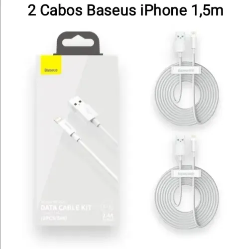 Kit 2x Cabo Lightning 1.5m Baseus 2.4a Para iPhone - Novo