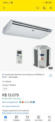 Ar-Condicionado Split Piso-Teto Springer Silvermaxi 57.000 BTUs