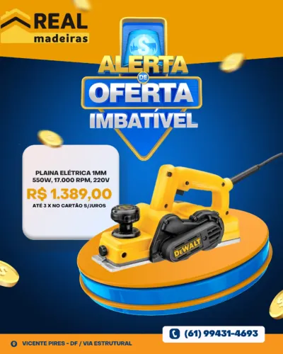 PLAINA ELÉTRICA DEWALT (1 mm) 550W 17.000 RPM