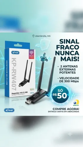 Repetidor Wi-Fi USB Knup 300Mbps - Duas Antenas (Novo)