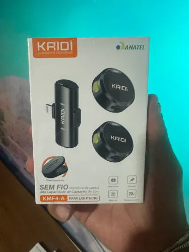 Microfone Duplo Sem Fio Kaidi com Ima Lapela Wireless Lightning Entrega Imediata