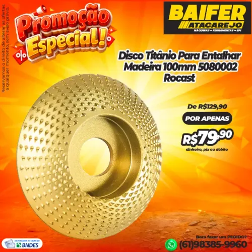 Disco titânio Para Entalhar Madeira 100mm 5080002 Rocast