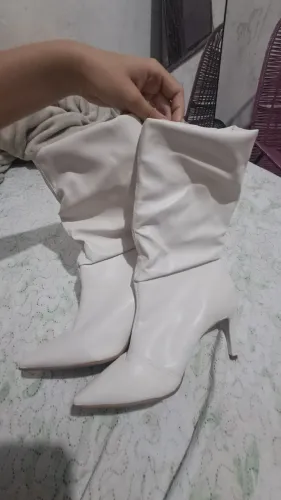 Bota Cano Alto e Salto Alto Fino Branca 37/38