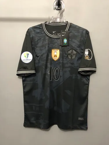 Camisa Seleção Brasileira 2022 Black Edição Especial Neymar 10 Patch Campeão Copa América