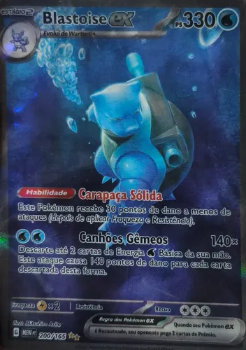 Carta de pokémon tcg BlastoiseEX (200/165) preço 900 reais o plastificada sem arranhões
