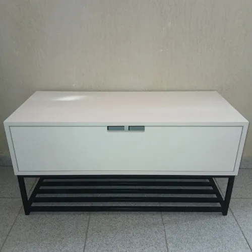 Sapateira Rack Baixo Industrial 1 Porta 84cm Branco/Preto