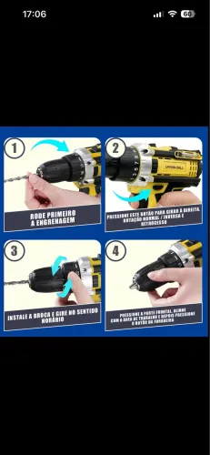 Parafusadeira furadeira 48v 2 bateria com maletas e acessório completo