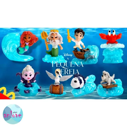 Coleção Pequena Sereia c 8 personagens lacrados Mcs