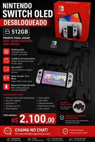 Nintendo Switch Oled Desbloqueado 512gb