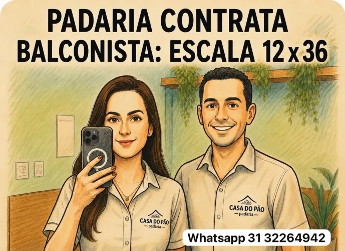 Balconista escala 12x36 Padaria no bairro Anchieta