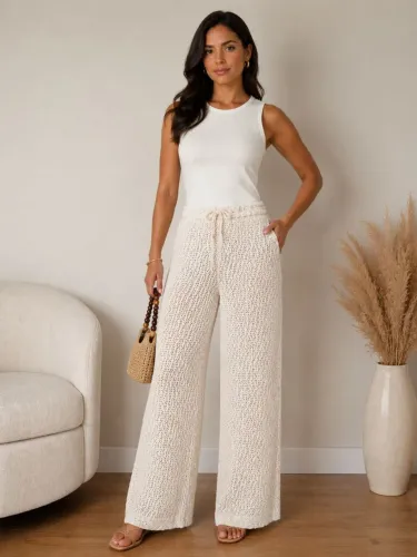 Calça de crochê off white M para saída de praia e muito mais... combine looks perfeito !