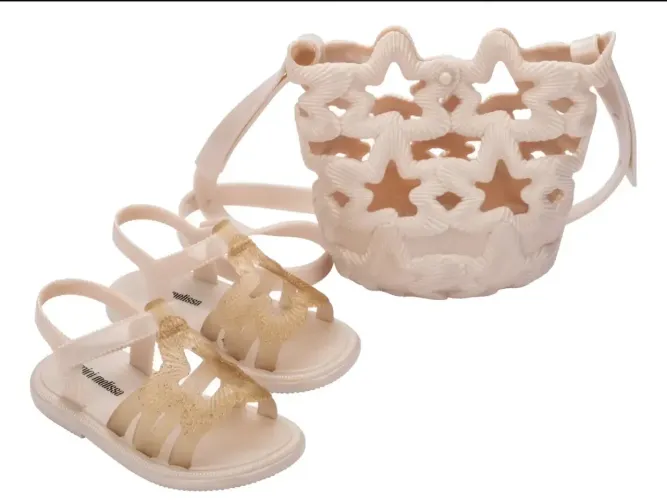 Sandália Infantil Mini Melissa Luminous Estrela Bolsa.