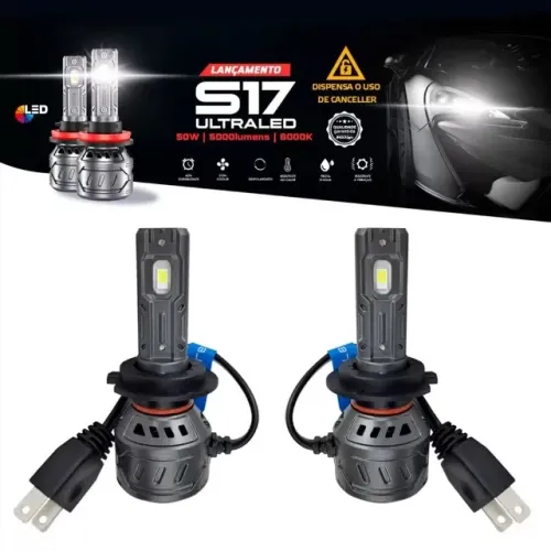 Ultra Led S17 Shocklight 10.000 Lumens H27,H1,H3,HB3,HB4,H8,H9,H11,H7 e H4