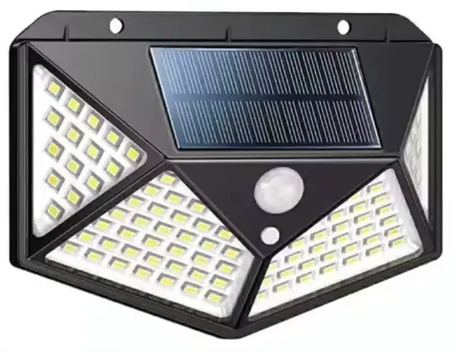 Luminária/Luz/Luz de Emergência pra Parede c/ Placa Solar 100 Led Sensor de Presença Com 3