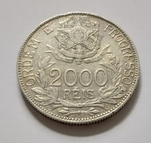 [PRODUTO ESCASSO] MOEDA ANTIGA PRATA 2000 RÉIS 1912 - VARIENTE ESTRELAS LIGADAS (Soberba).