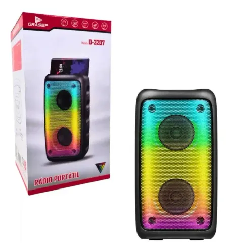 Caixa de Som Bluetooth Grasep D3207 Portátil USB Rádio FM