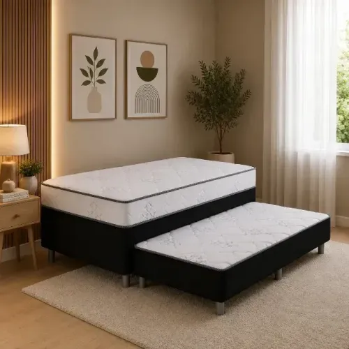 Cama Box Solteiro com Auxiliar espuma d28