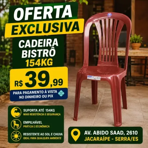 OFERTA EXCLUSIVA - Cadeira Bistrô 154Kg