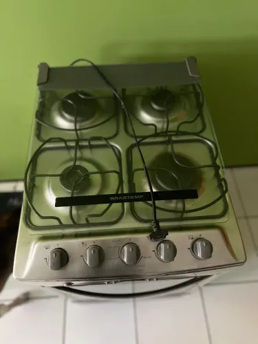 Fogão Brastemp 4 Bocas Inox Mesa de Vidro