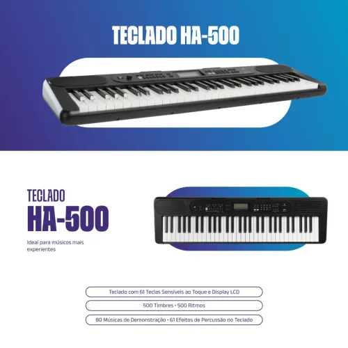 Teclado Musical Harmonics HA-500 com SENSITIVA