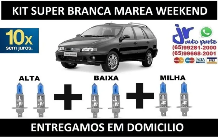 Kit de Lâmpadas Super Branca Marea Weekend 8500K Efeito Xênon 