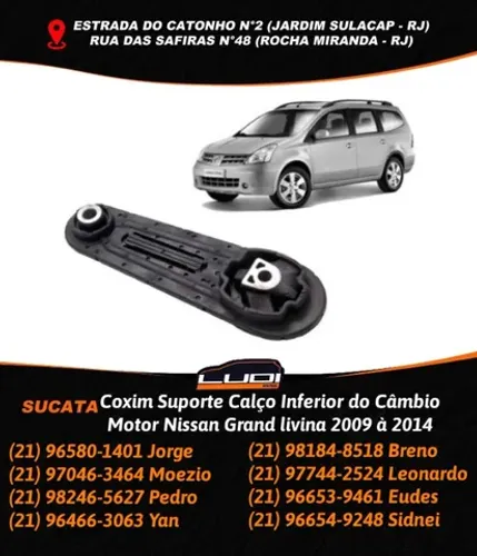 Coxim Suporte Calço Inferior do Câmbio Motor Nissan Grand livina 2009 à 2014