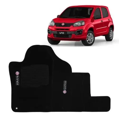 Tapete Fiat Uno 2014 - Borracha - Preto 3 Peças - W7088