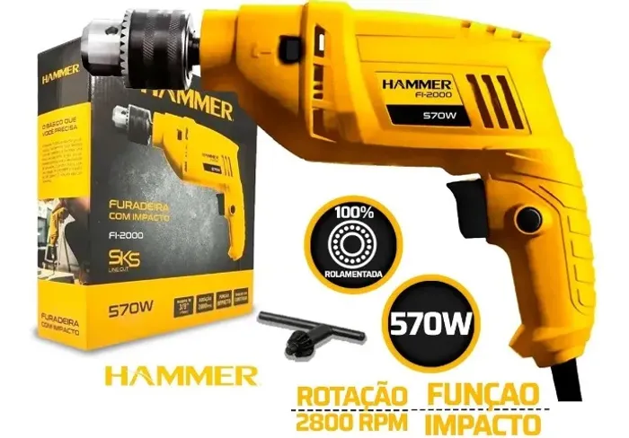 Furadeira Martelete Elétrica Hammer de Impacto 570W 220V (Nova + Garantia)