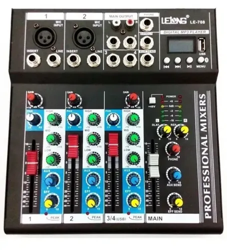 Mesa de som bivolt 4 canais com bluetooth USB